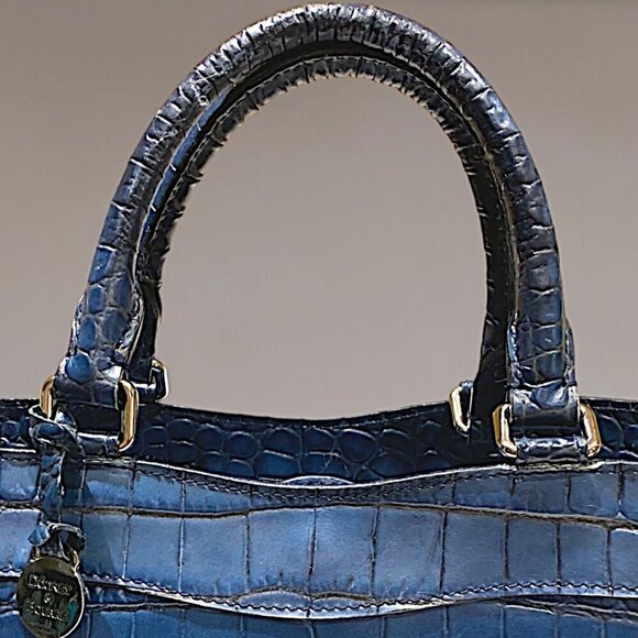 Dooney & Bourke Marine Blue Croc Embossed Leather Satchel - Picture 3 of 16
